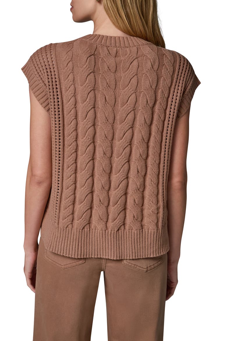 Boxy Cable Knit Sleeveless Sweater, Alternate, color, CAMEL HEATHER