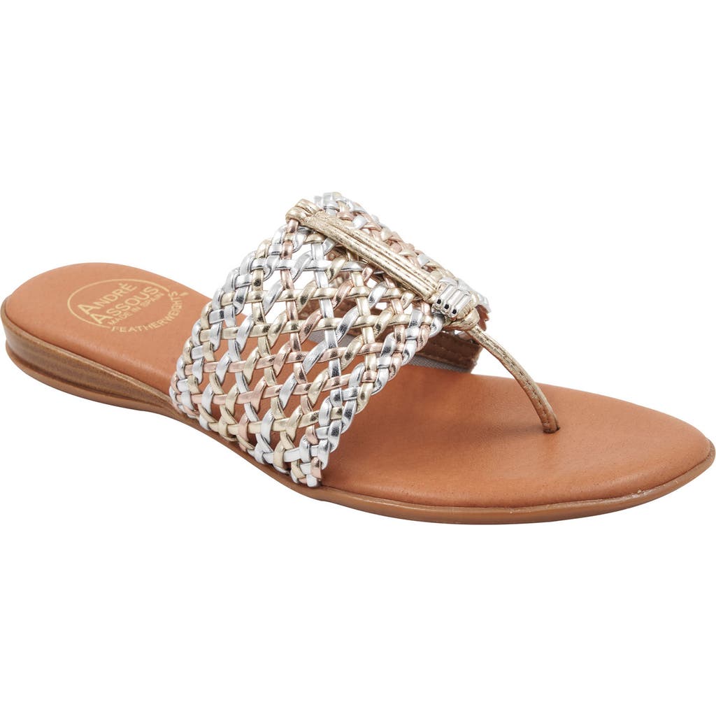 Andre Assous Nice Woven Sandal In Metallic Multi