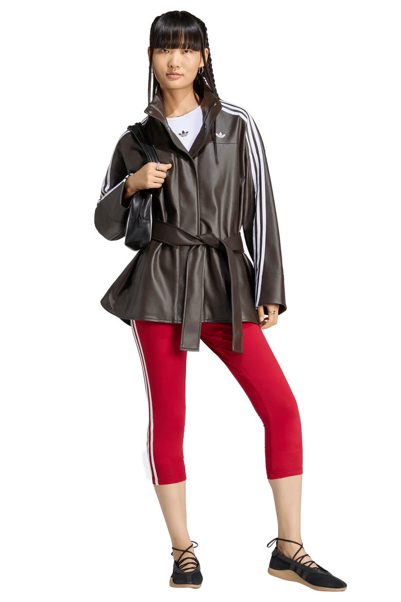 Faux Leather Belted Jacket, Alternate, color, AURORACOFEE