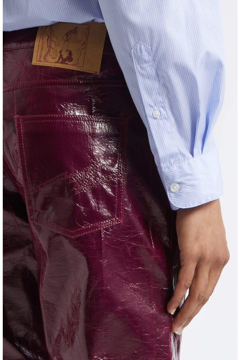 Low Rise Crinkled Faux Leather Straight Leg Pants, Alternate, color, PURPLE