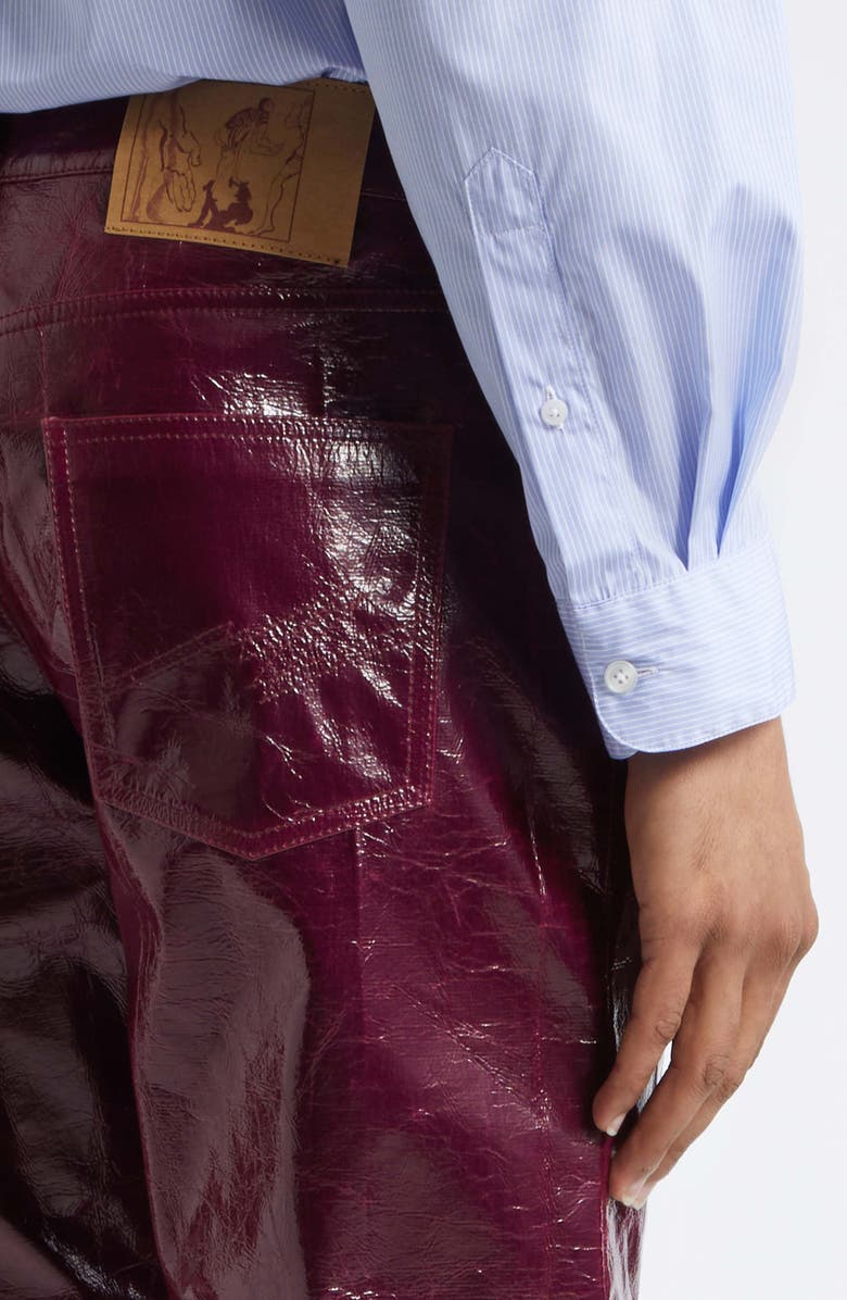 Martine Rose Low Rise Crinkled Faux Leather Straight Leg Pants, Alternate, color, Purple
