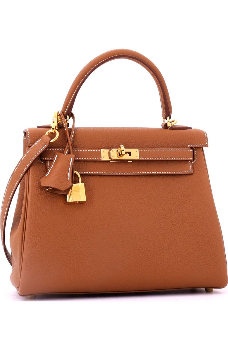 Pre-Owned Hermes Kelly Handbag Brown Togo with Gold Hardware 25, Alternate, color, Gold