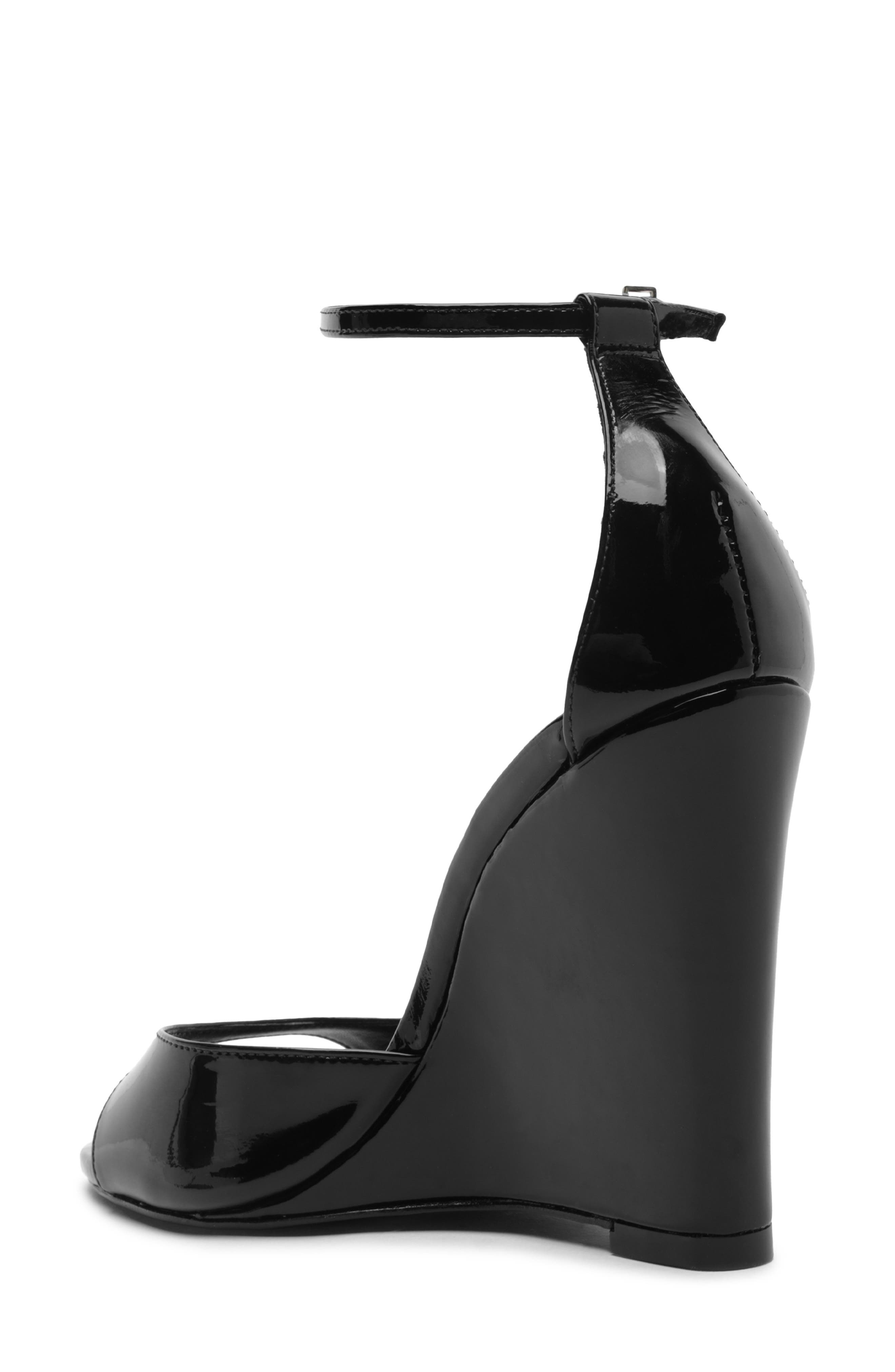 Schutz Scarlett Wedge Ankle Strap Sandal, Alternate, color, Black