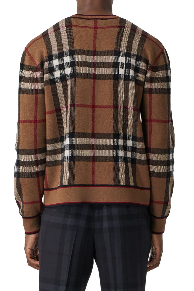 Naylor Check Jacquard Merino Wool Sweater, Alternate, color, BIRCH BROWN