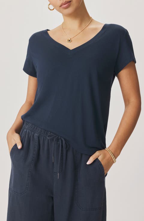 Lila Regen V-Neck Cotton T-Shirt