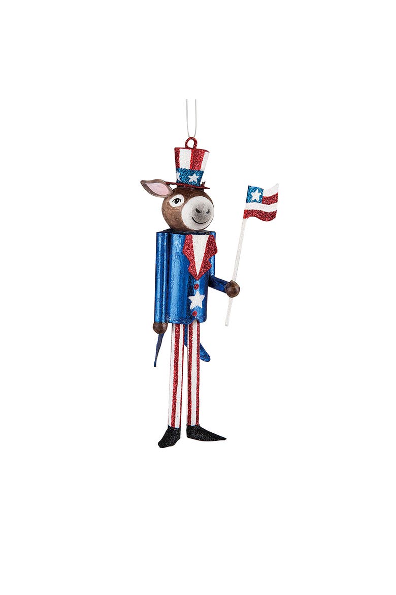 Patriotic Donkey 4th of July Ornament, Main, color, Red