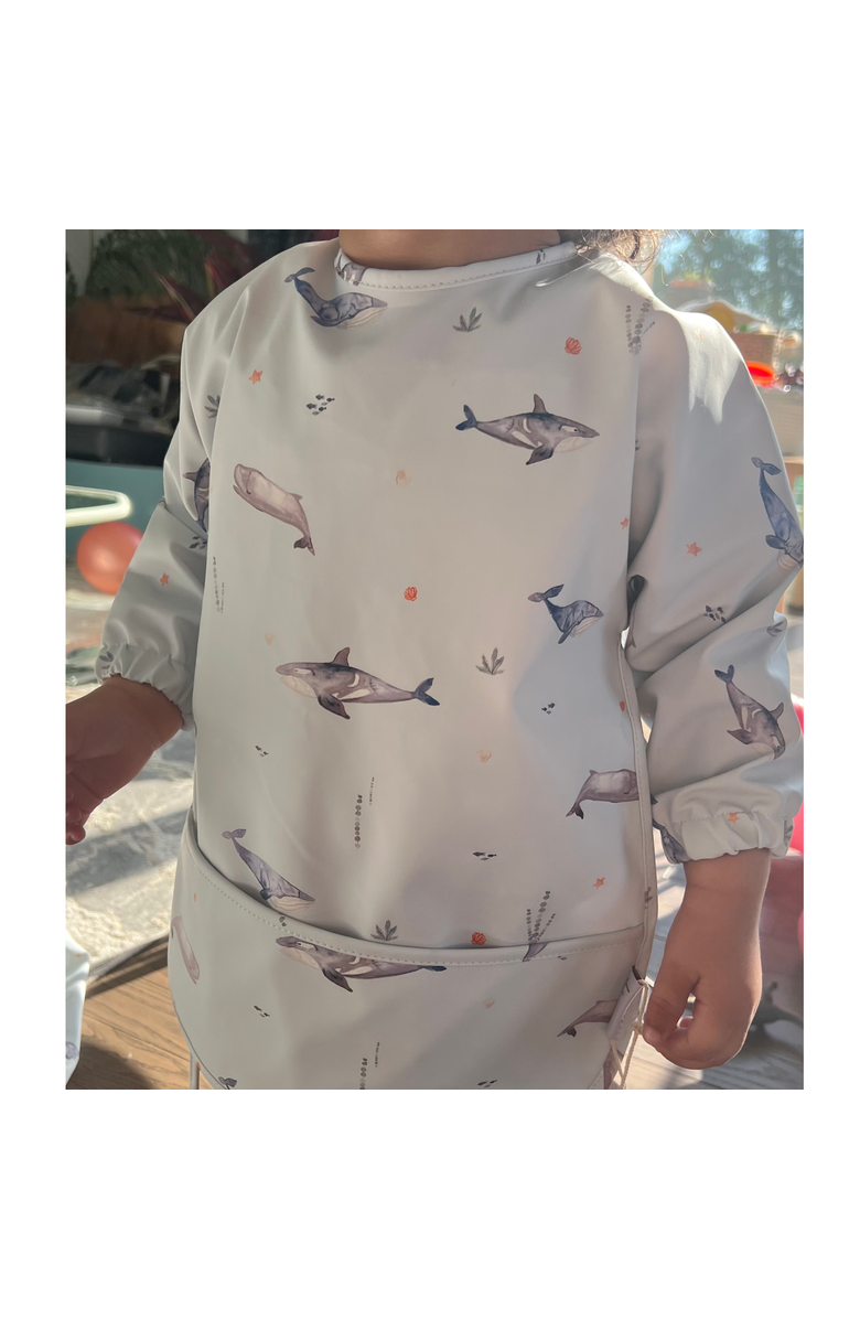 Neferland Premium Classic Low-Pocket Long Sleeve Bib Smock, Alternate, color, Whale Watching (6M-24M)