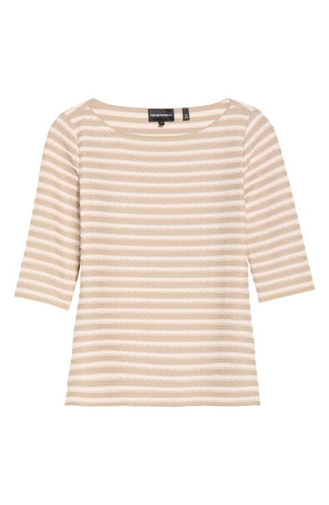 Stripe Elbow Sleeve Top