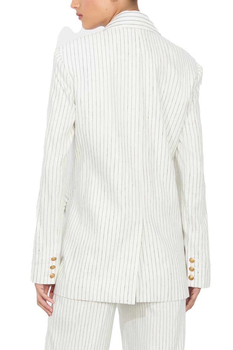 Arias Stripe Linen Blend Blazer, Alternate, color, OFF WHITE/ BLACK