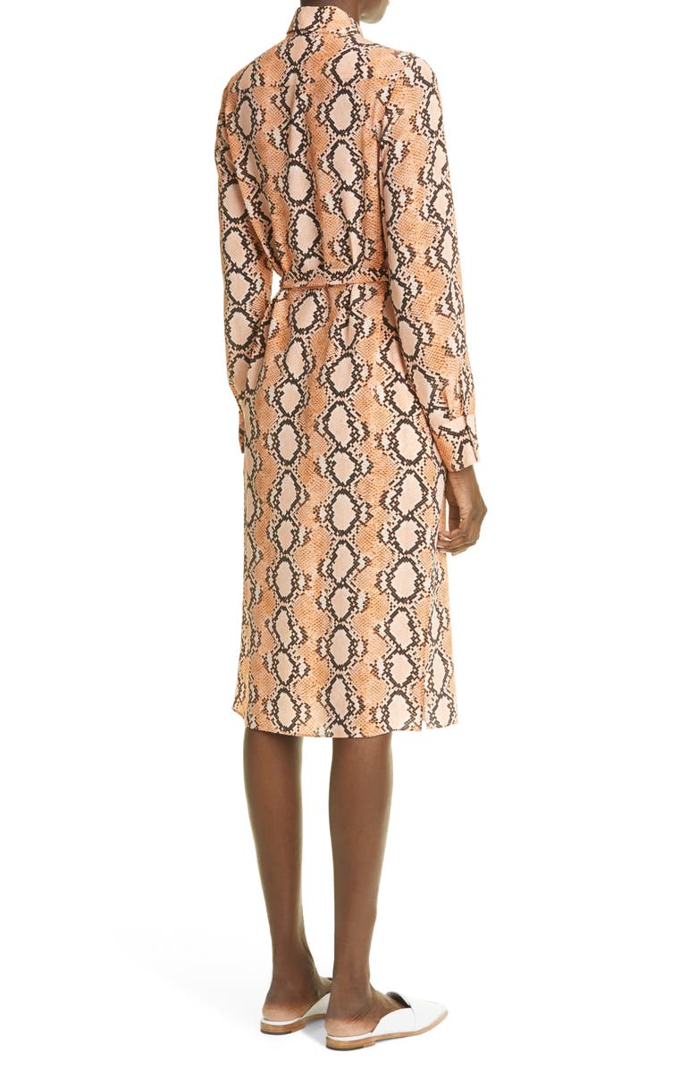 St. John Collection Snakeskin Print Long Sleeve Silk Crêpe de Chine Shirtdress, Alternate, color, 