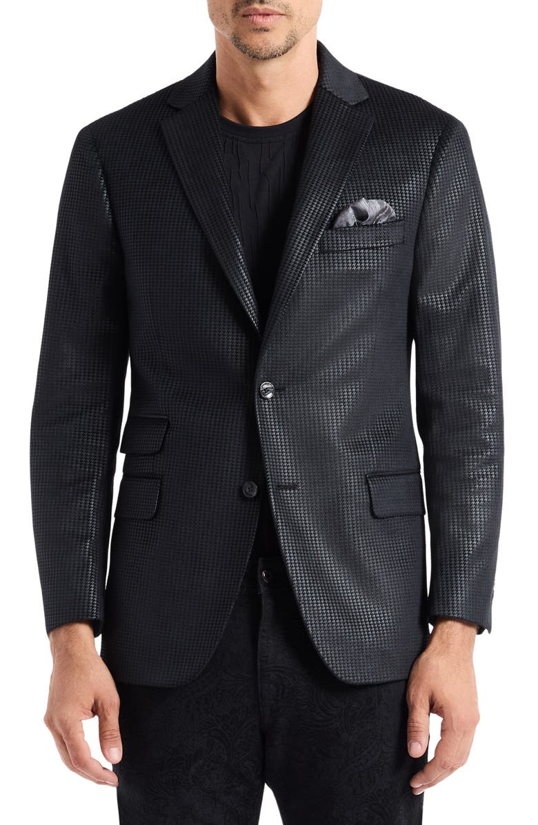 Robert Graham Colden Black Velvet Houndstooth Sport Coat, Main, color, Black