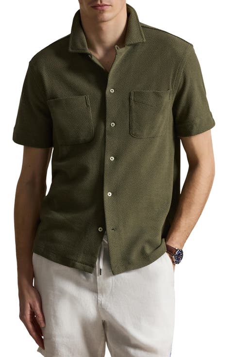 Textured Pointelle Camp Shirt