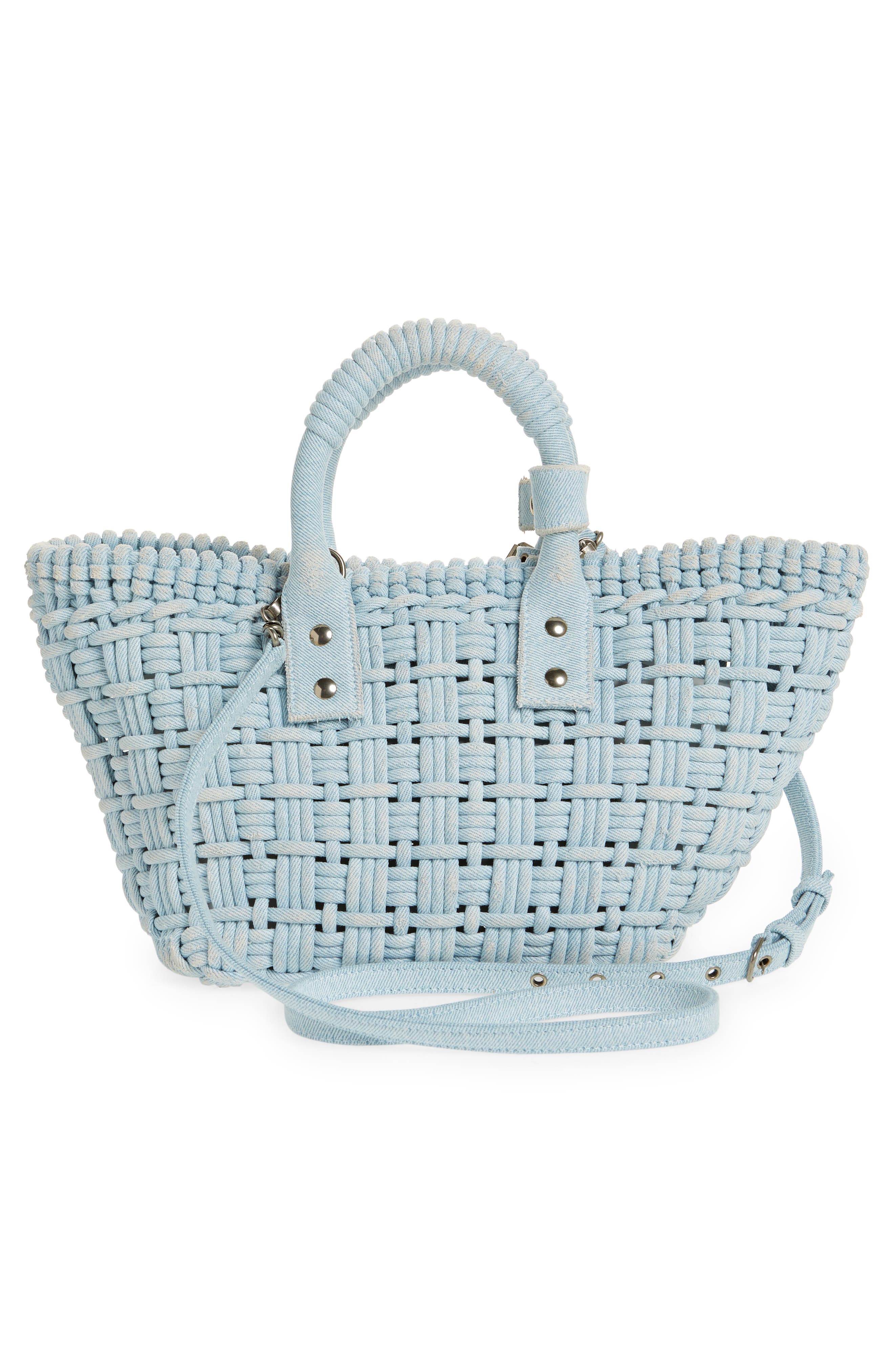 Balenciaga Extra Small Bistro Denim Basket Tote, Alternate, color, 