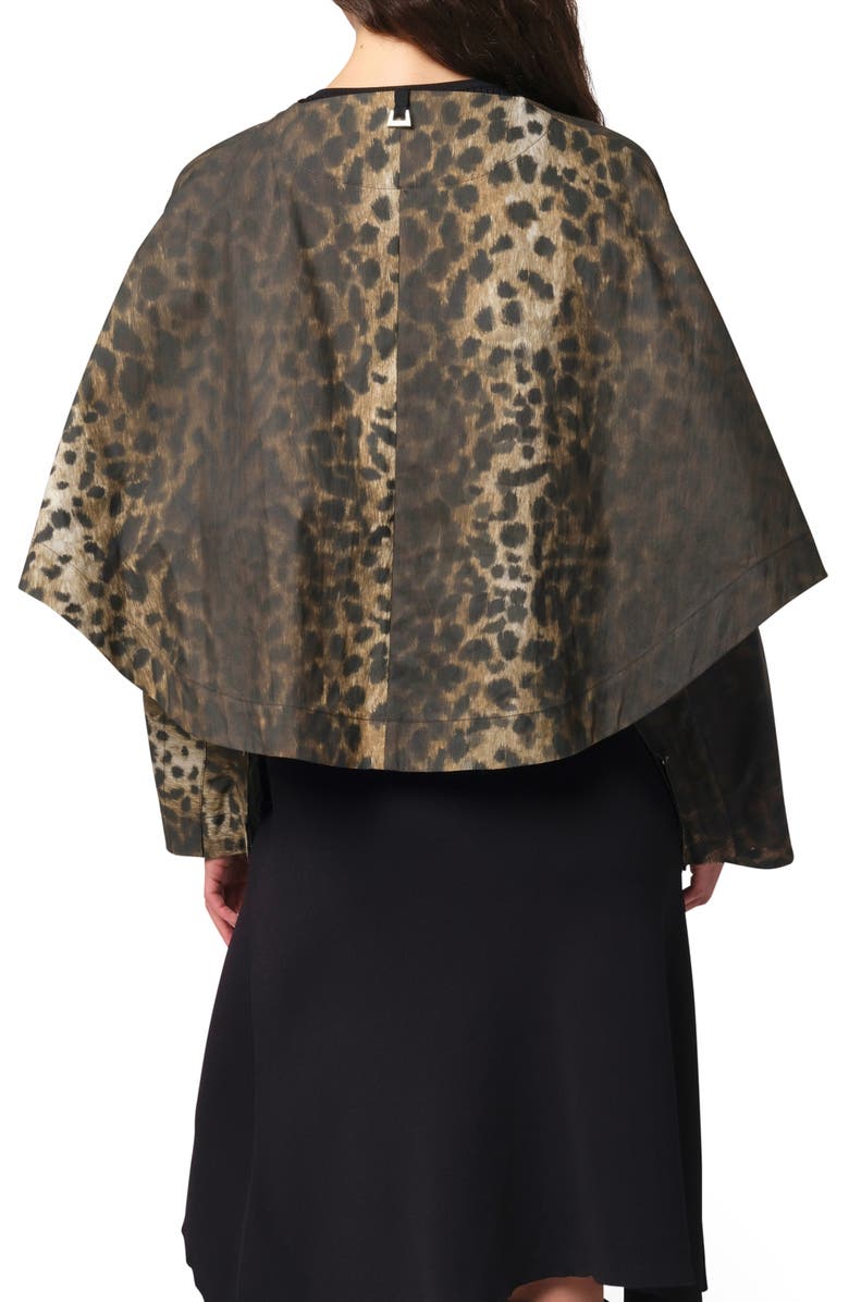 Apparis Quinn Leopard Print Water Repellent Cotton Blend Cape Jacket, Alternate, color, 