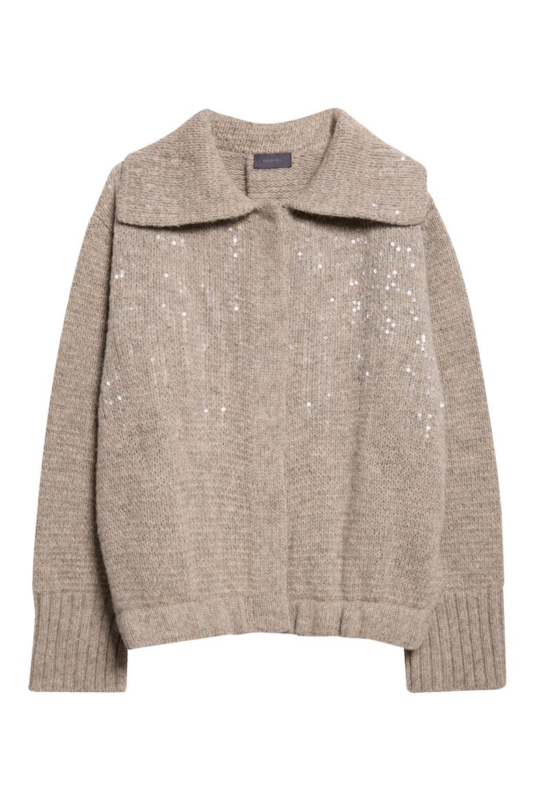 Sadie Sequin Wool Bomber Jacket, Main, color, HAZELNUT