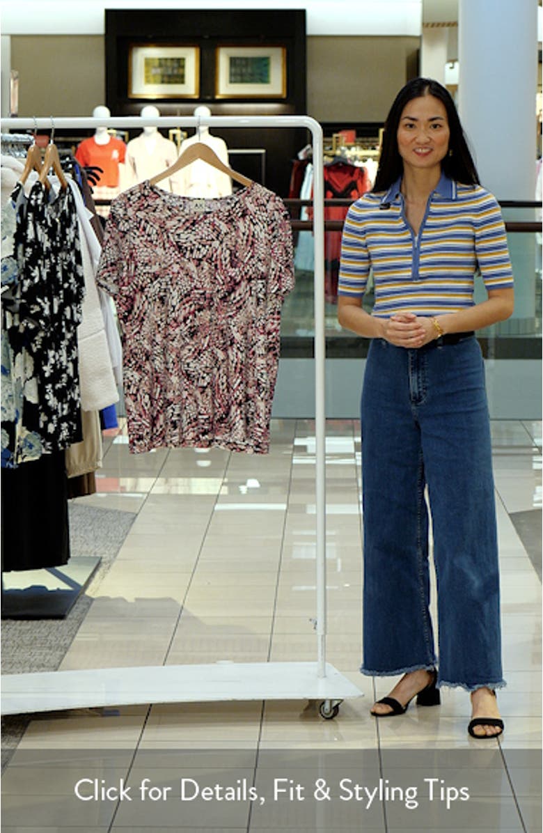 Abstract Print Tulip Sleeve Top, sales video thumbnail