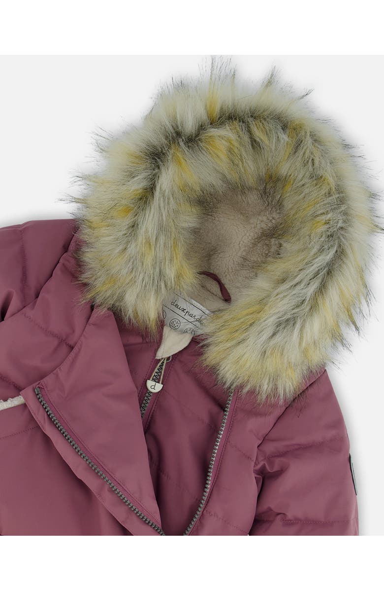 Deux par Deux Baby Girl's One Piece Baby Hooded Snowsuit Dark Purple Designed For Car Seat, Alternate, color, 