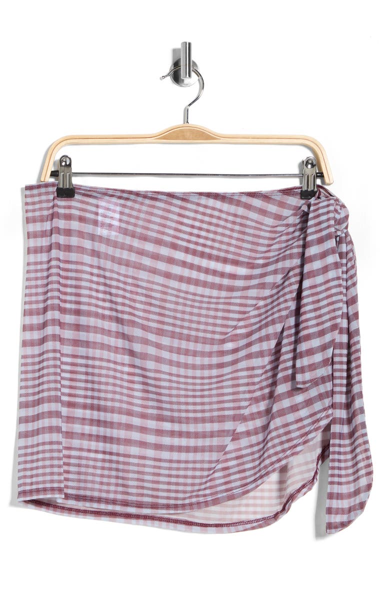 Good American Plaid Mesh Sarong, Alternate, color, Fig Plaid