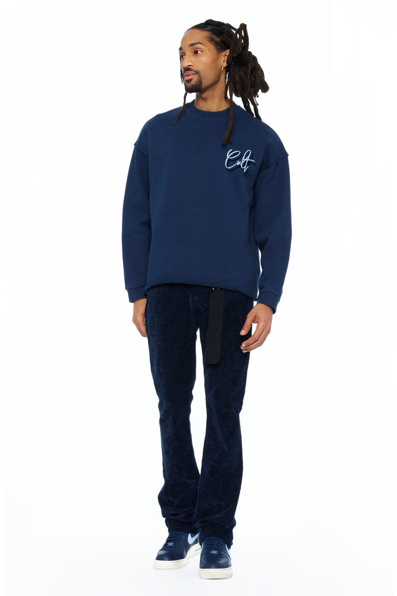 Embroidered Heavyweight French Terry Sweatshirt, Alternate, color, NAVY