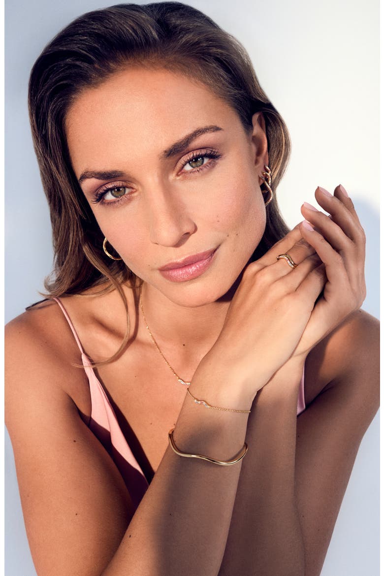 Bangle Ellera Waves Pianura, Alternate, color, 18K Gold Plated