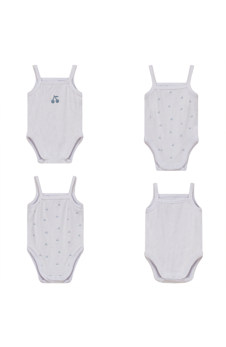 Bebe Bella Ribbed Cherry Print Romper Set, Main, color, White/Blue