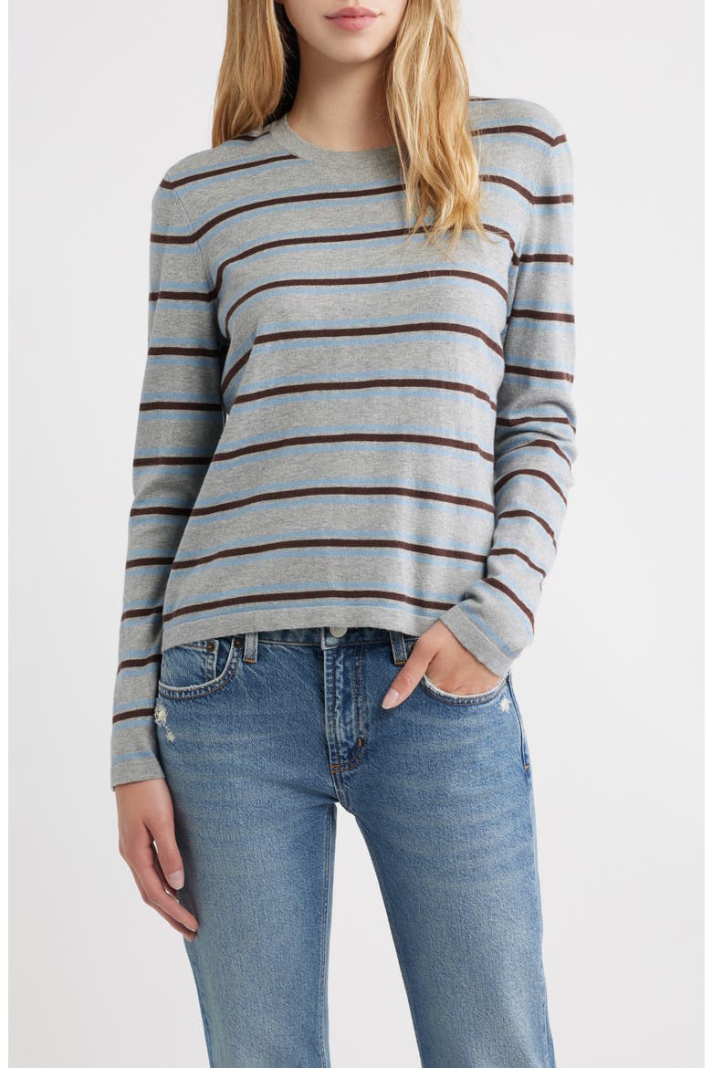 Davie Stripe Cotton & Cashmere Sweater, Main, color, HEATHER SKY