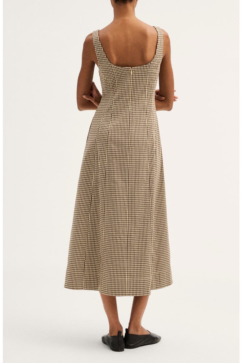 Miller Gingham Check Midi Dress, Alternate, color, DARK BROWN GINGHAM