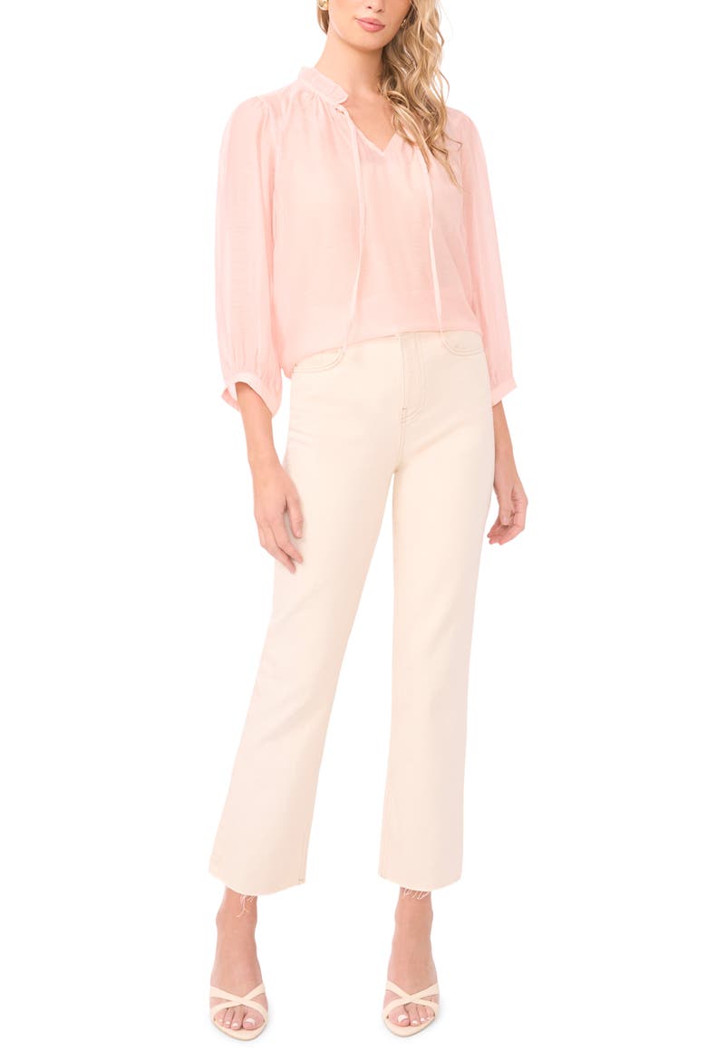 Split Neck Balloon Sleeve Peasant Top, Alternate, color, ROSEHIP