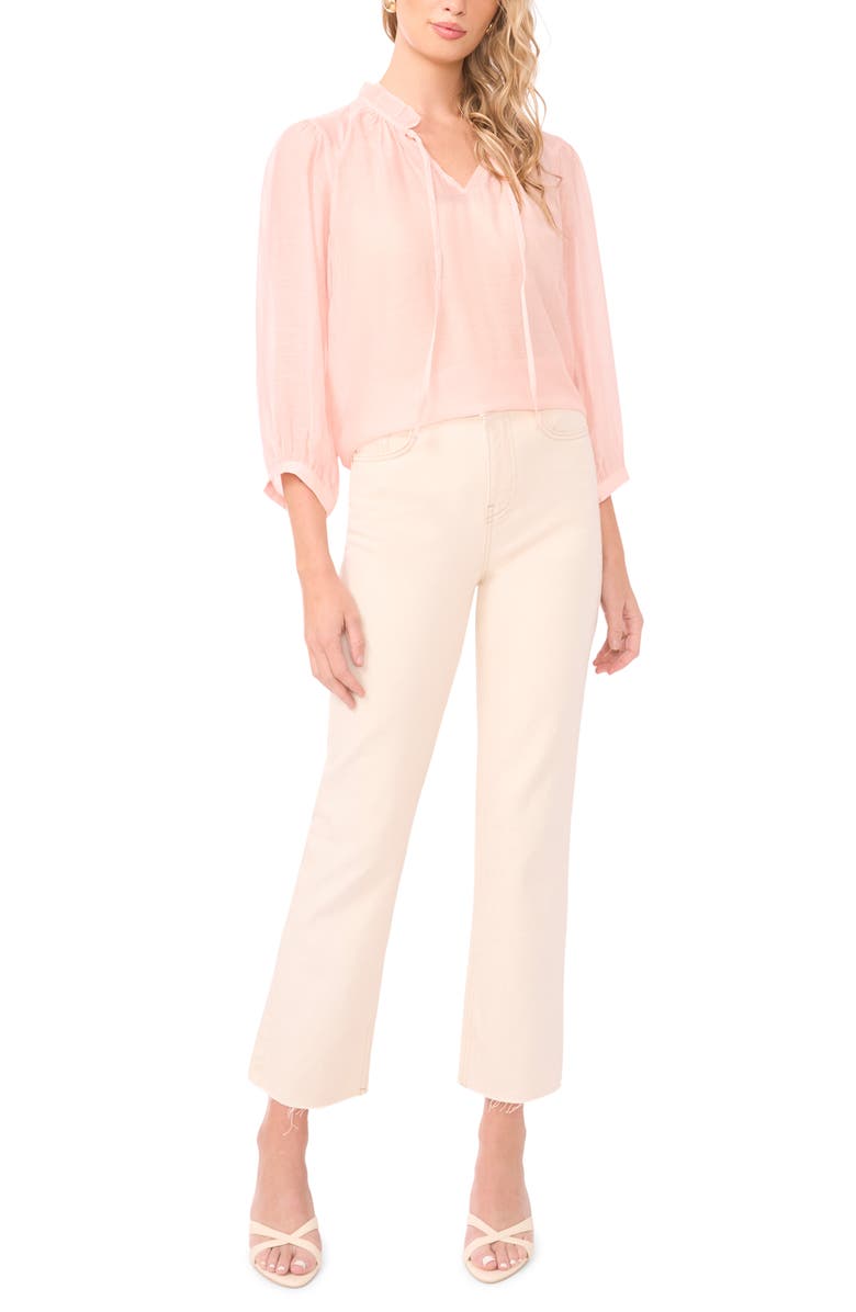 Vince Camuto Split Neck Balloon Sleeve Peasant Top, Alternate, color, Rosehip