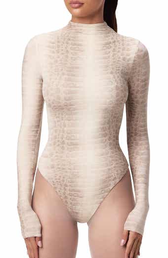 Naked Wardrobe Naked Snakeskin Print Long Sleeve Bodysuit