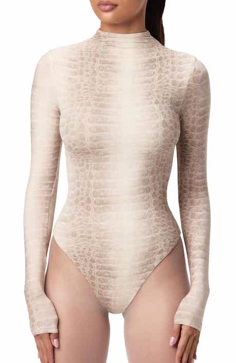 Naked Wardrobe Naked Snakeskin Print Long Sleeve Bodysuit