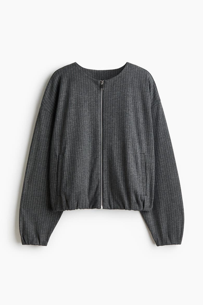 Oversized Jersey Jacket, Alternate, color, Gray melange/pinstriped