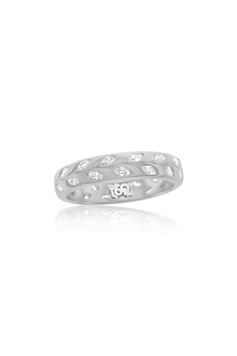 Cubic Zirconia Leaf Band Ring, Main, color, WHITE