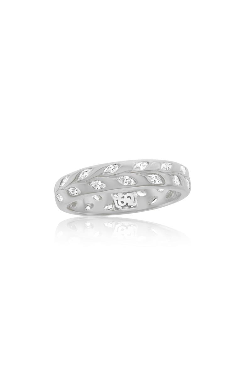 SUZY LEVIAN Cubic Zirconia Leaf Band Ring, Main, color, White