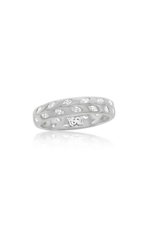 Cubic Zirconia Leaf Band Ring