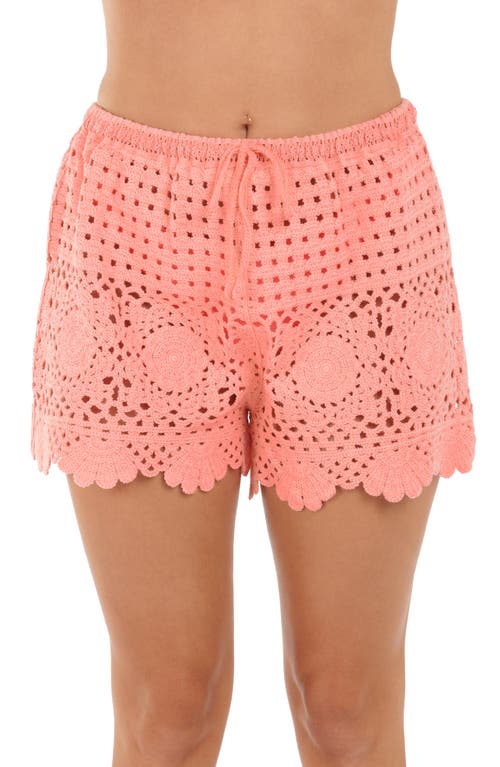 Citrus Crochet Cover-up Shorts In Pink