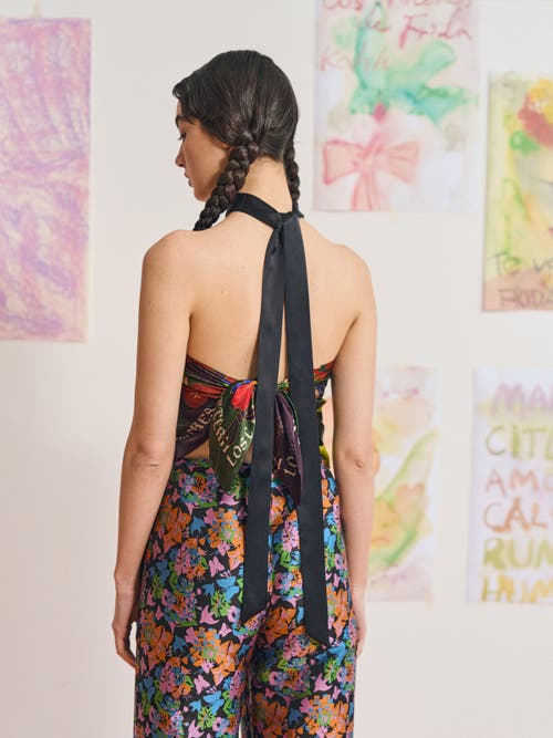 Lost Pattern Nyc "la Collectionneuse" Silk Ribbon Scarf In Black