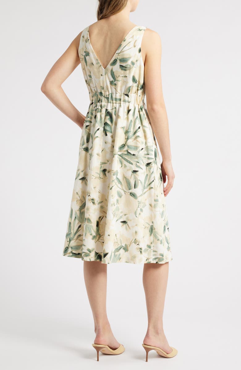 Anne Klein Floral Linen Blend Fit & Flare Dress, Alternate, color, 