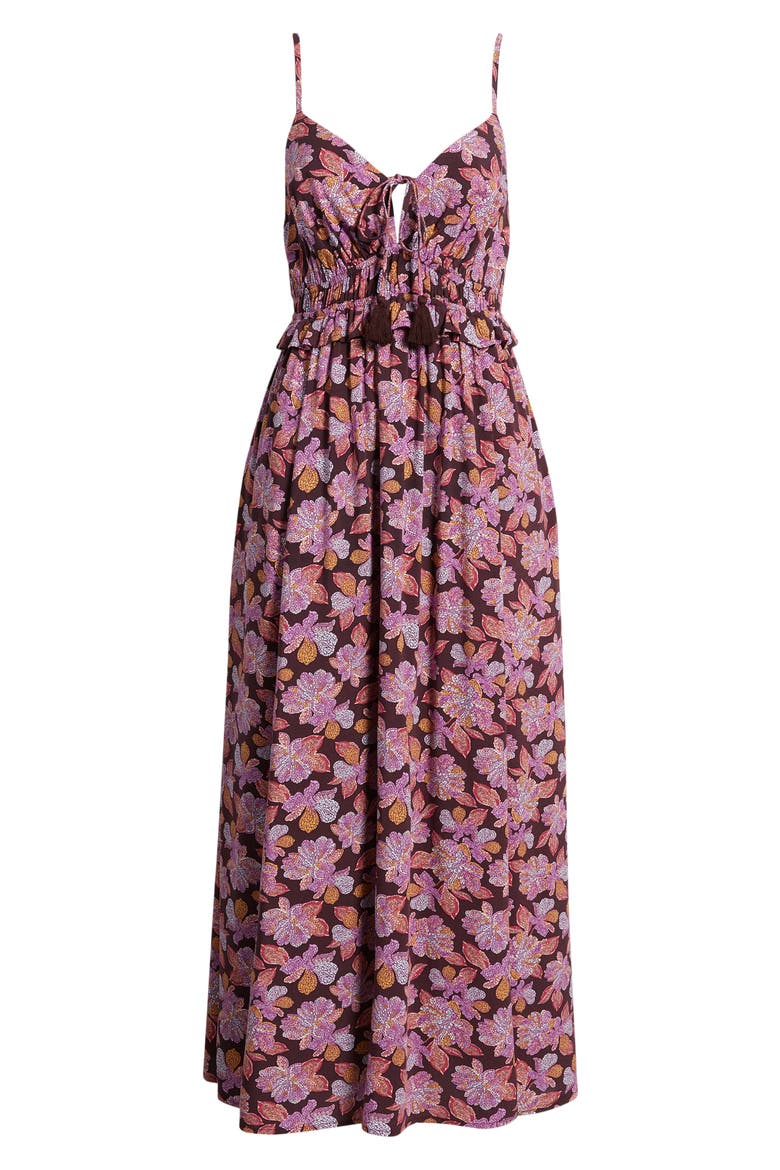 Floral Peplum Maxi Dress, Alternate, color, BURGUNDY DOTTED FLORAL