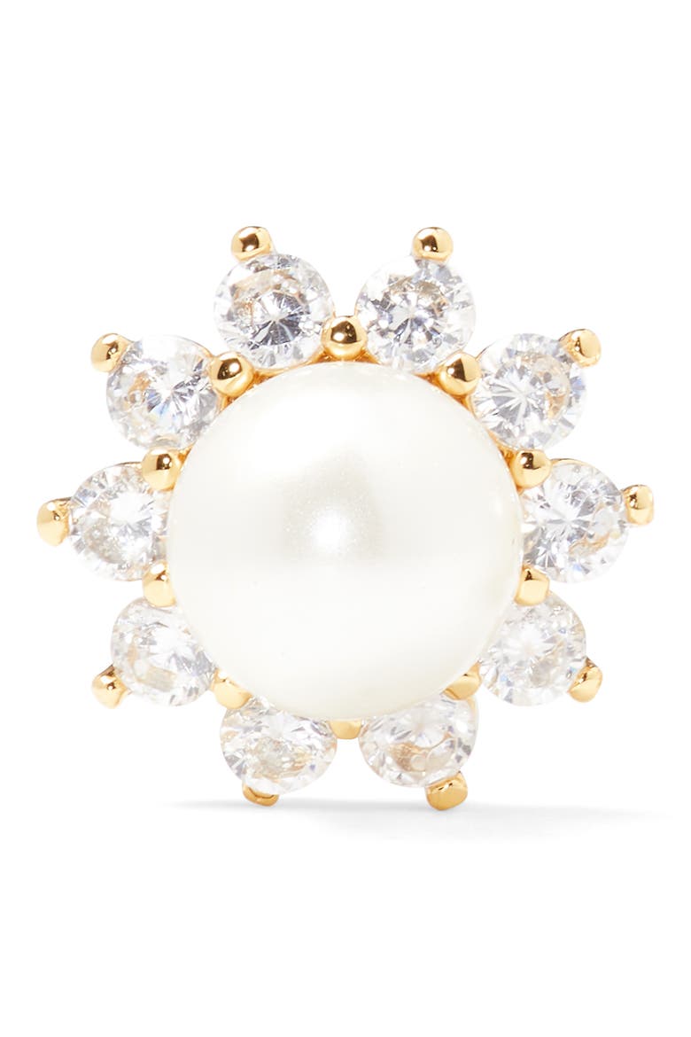 imitation pearl & crystal halo stud earrings, Alternate, color, WHITE MULTI
