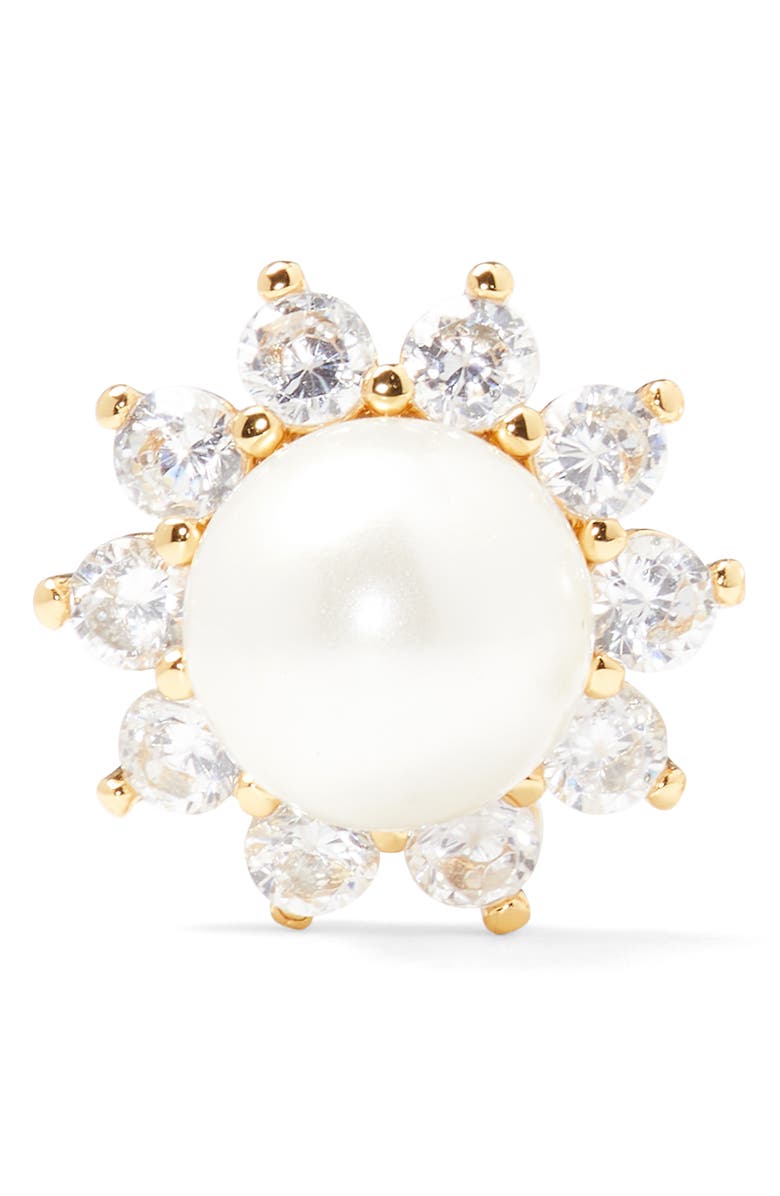 Kate Spade New York imitation pearl & crystal halo stud earrings, Alternate, color,