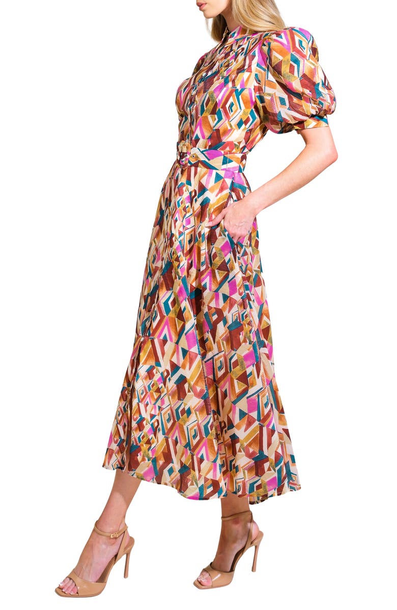 FLYING TOMATO Organza Puff Sleeve Shirtdress, Alternate, color, 