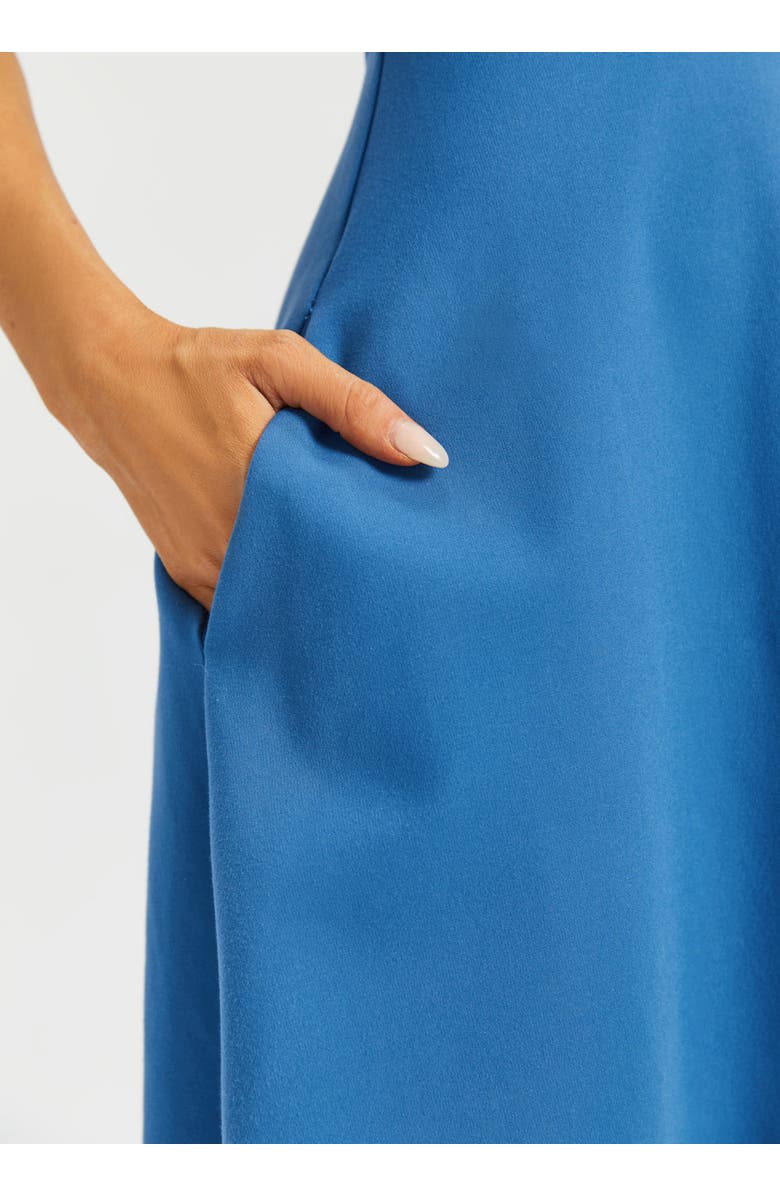 Betabrand Sleeveless Boatneck Fit and Flare Dress, Alternate, color, Denim Blue