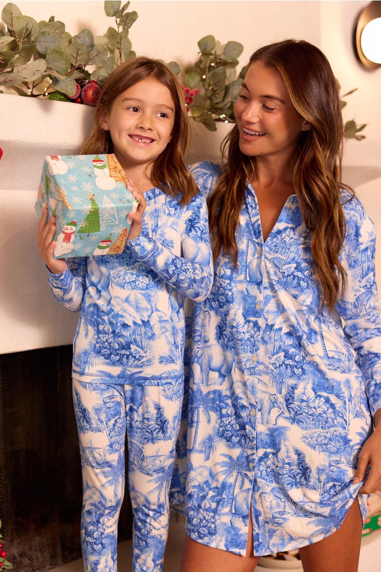 Confetti Dot Pima Knit Night Shirt, Alternate, color, Palm Grove Toile Blue