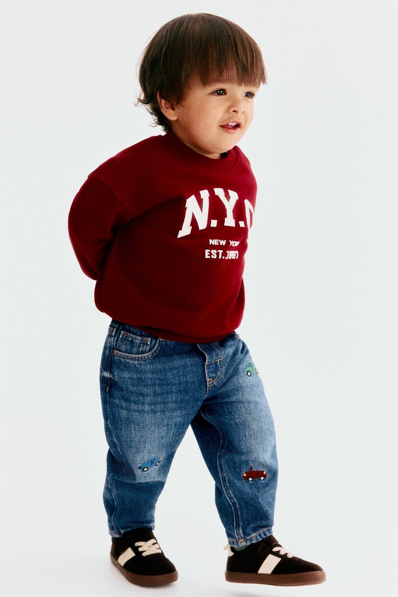 Embroidery-motif Jeans, Alternate, color, Denim blue/cars