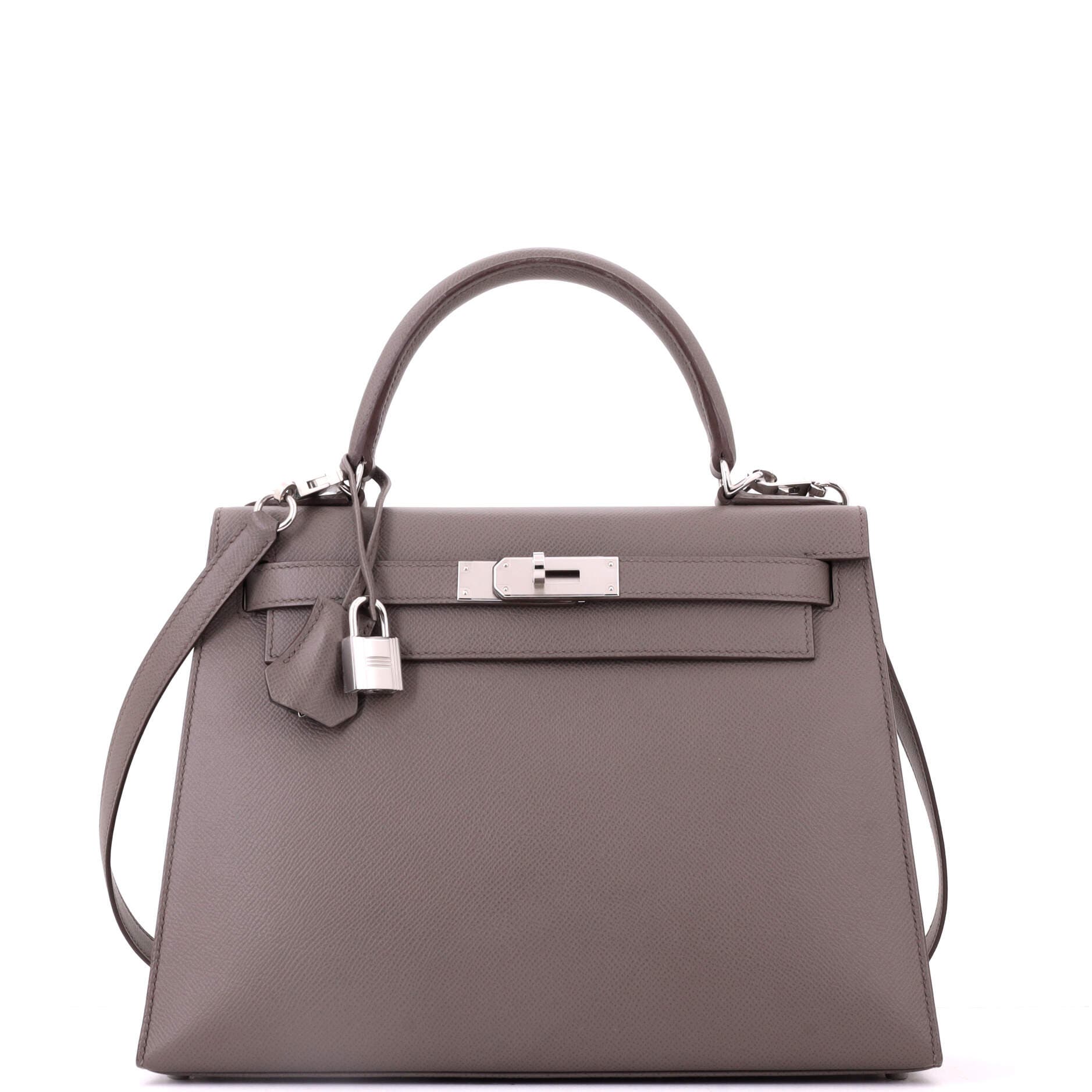 Kelly Handbag Grey Epsom with Palladium Hardware 28, Main, color, Grey