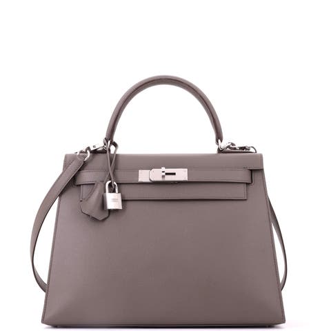 Kelly Handbag Grey Epsom with Palladium Hardware 28