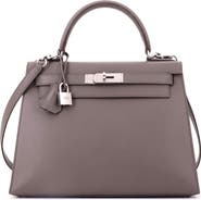 Pre-Owned Hermes Kelly Handbag Grey Epsom with Palladium Hardware 28