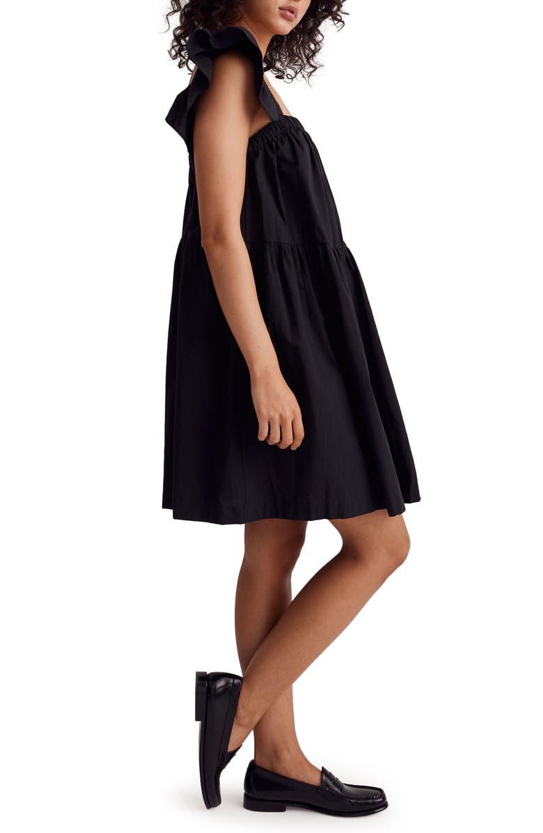 Madewell Flutter Sleeve Square Neck Cotton Dress, Alternate, color, 