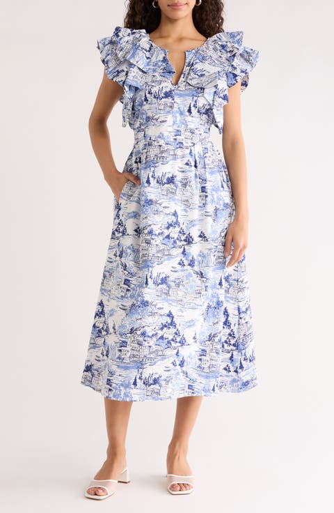 Francine Toile Sky Santana A-Line Dress